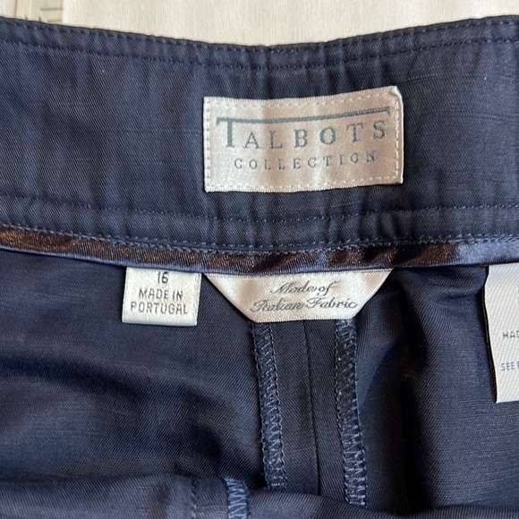 Talbots Pants Womens Size 16 Navy Blue Linen Blend Mid Rise Wide Leg trousers - Picture 3 of 11